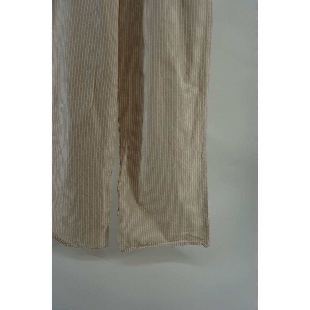 100% cotton Striped Lounge Pants Coastal Cottagecore Beachy Scandi Tan sz M - Picture 3 of 6